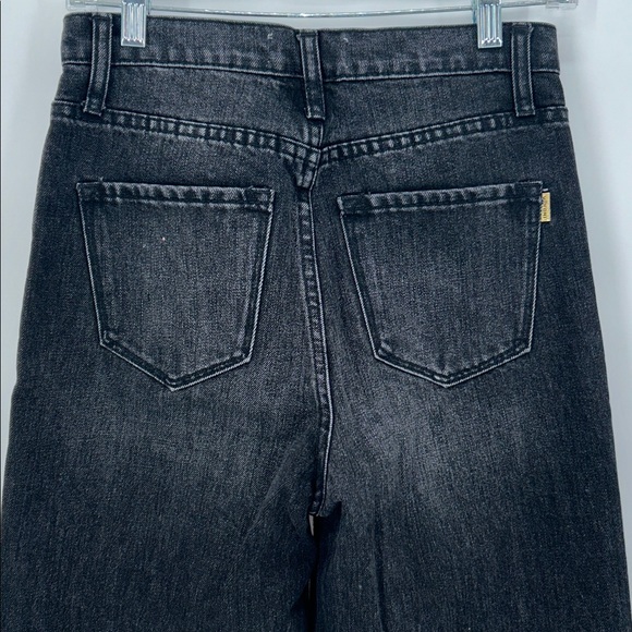 Vibrant M.I.U. Jeans Women's Juniors Size 1 Black Distressed High Rise Wide Leg - Picture 4 of 12